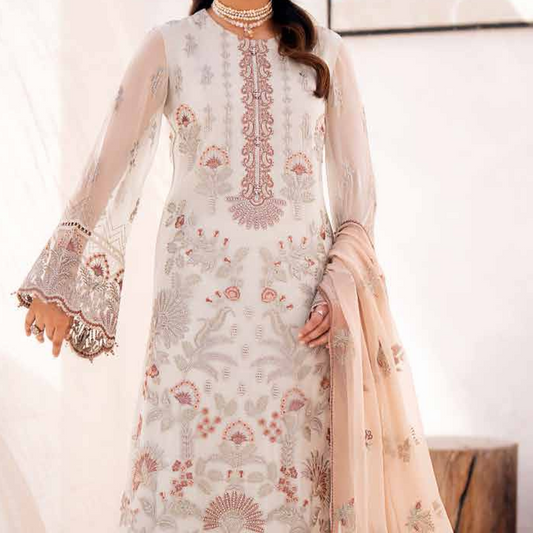 Shafaq By Flossie Embroidered Chiffon Unstitched 3 Piece Suit - LS754