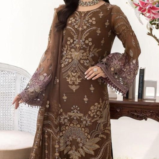 Shafaq By Flossie Embroidered Chiffon Unstitched 3 Piece Suit - LS749