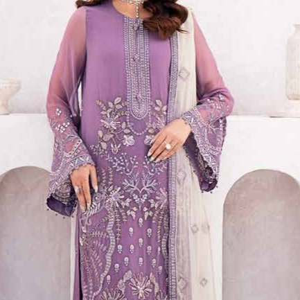 Shafaq By Flossie Embroidered Chiffon Unstitched 3 Piece Suit - LS757