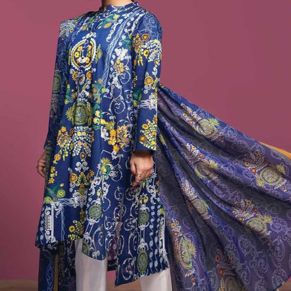 Nishat Linen Digital Printed Lawn & Rib Voil 2PC 10 Suit in Set - LSWS009