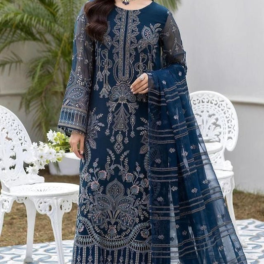 Shafaq By Flossie Embroidered Chiffon Unstitched 3 Piece Suit - LS753