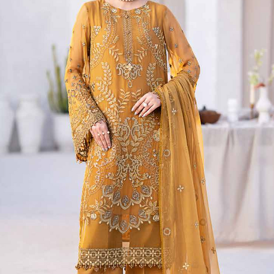 Shafaq By Flossie Embroidered Chiffon Unstitched 3 Piece Suit - LS760