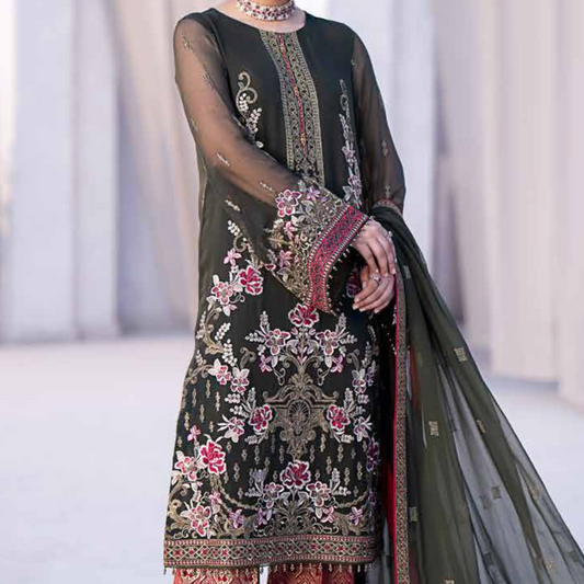 Shafaq By Flossie Embroidered Chiffon Unstitched 3 Piece Suit - LS761