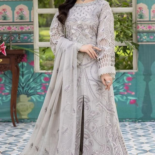 Shafaq By Flossie Embroidered Chiffon Unstitched 3 Piece Suit - LS750