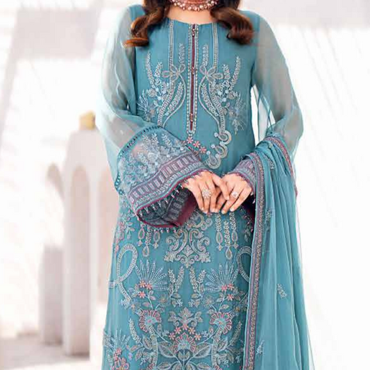 Shafaq By Flossie Embroidered Chiffon Unstitched 3 Piece Suit - LS755