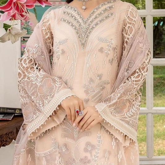 Shafaq By Flossie Embroidered Chiffon Unstitched 3 Piece Suit - LS747