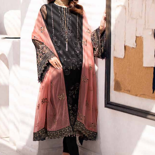 Shafaq By Flossie Embroidered Chiffon Unstitched 3 Piece Suit - LS759