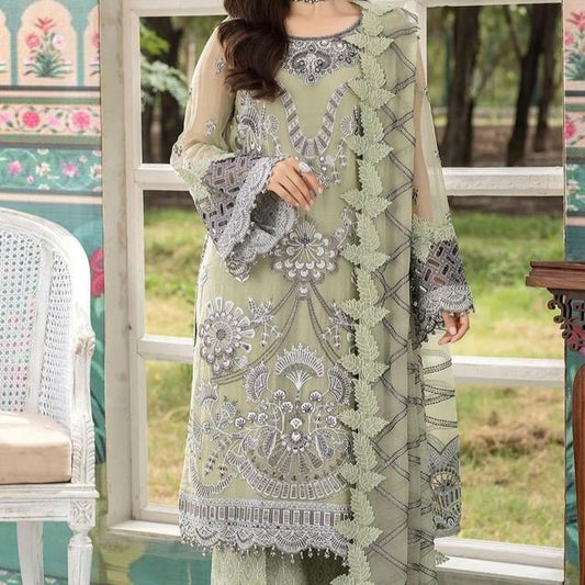 Shafaq By Flossie Embroidered Chiffon Unstitched 3 Piece Suit - LS744