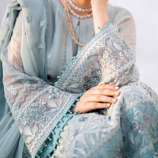 Shafaq By Flossie Embroidered Chiffon Unstitched 3 Piece Suit - LS762