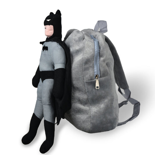 Bat Man - Kids Bag Kids Zipper Bag Backpack with Stuff Toy - KBP002