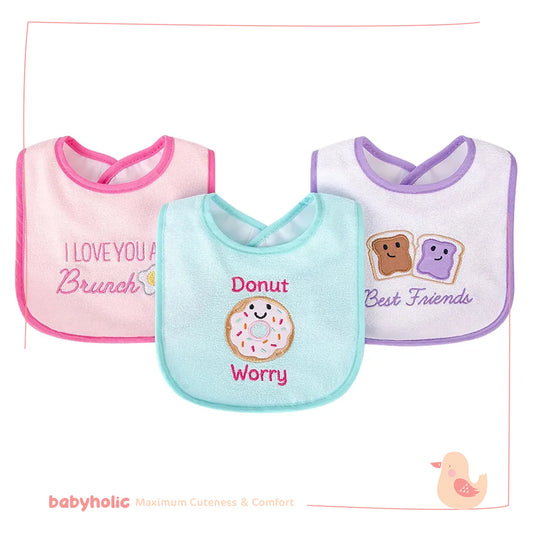 Hudson Baby - Soft & Absorbent Baby Bib Set Pack of 3 Donut - NB0163