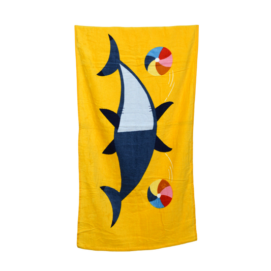 FISH - Velvet Printed Kids Towel Exports Leftover 100% Cotton - KBT061