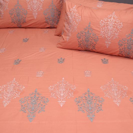 Premium Embroidered Soft Cotton King Bedsheet - DDBS001