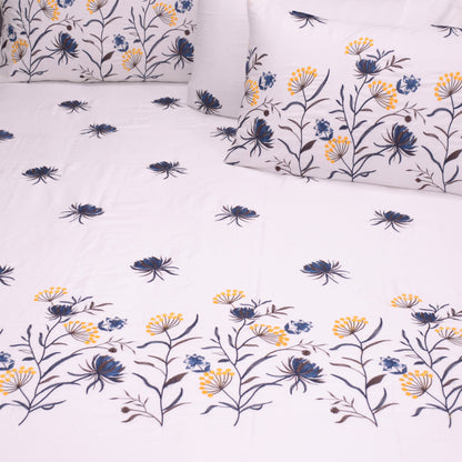 Premium Embroidered Soft Cotton King Bedsheet - DDBS002