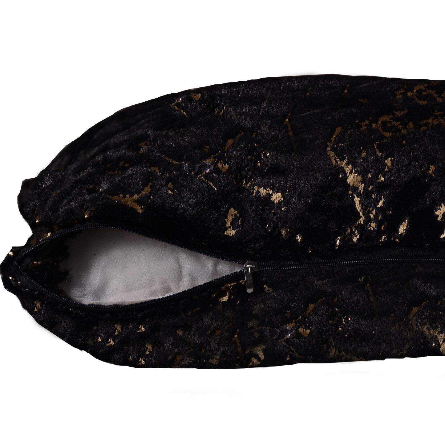 Marble Gold Luxury Imported Fur Cushion Black - FC089