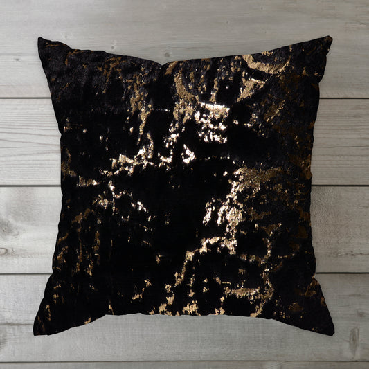 Marble Gold Luxury Imported Fur Cushion Black - FC089