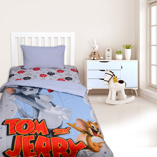 TOM & JERRY - Exports Cotton Kids Printed Comforter Set 3 Piece - KCS036