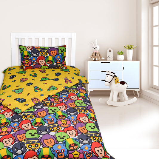 BOT FACE - Exports Cotton Kids Printed Comforter Set 3 Piece - KCS041