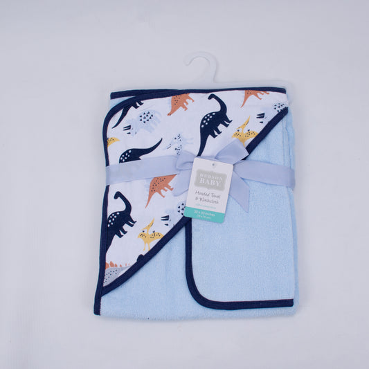 Hudson Baby - 100% Cotton Terry Hooded Towel & Wash Cloth - NB099