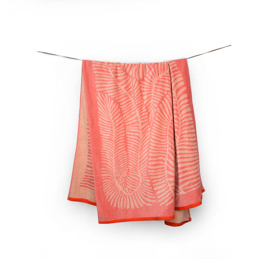 LEAFY RED - Yarn Dyed Bath Sheet 100% Cotton - BT027