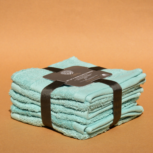 SEAFOAM - Pack of 6 Exports 100% Cotton Wash Cloth Towels 12x12 - FT016