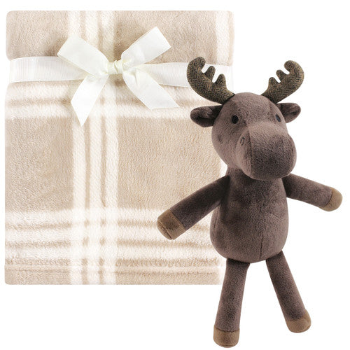 Hudson Baby - Plush Blanket with Plush Toy Set Modern Moose - NB0123