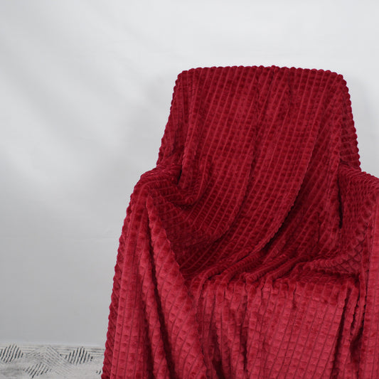 RED - Diamond Throw Solid Fleece Blanket - PFB028
