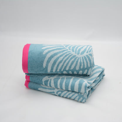 LEAFY BLUE - Yarn Dyed Bath Sheet 100% Cotton - BT028