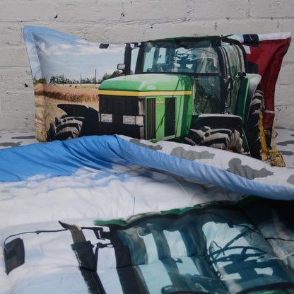 FARM TRACTOR - Exports Cotton Kids Printed Comforter Set 3 Piece - KCS049