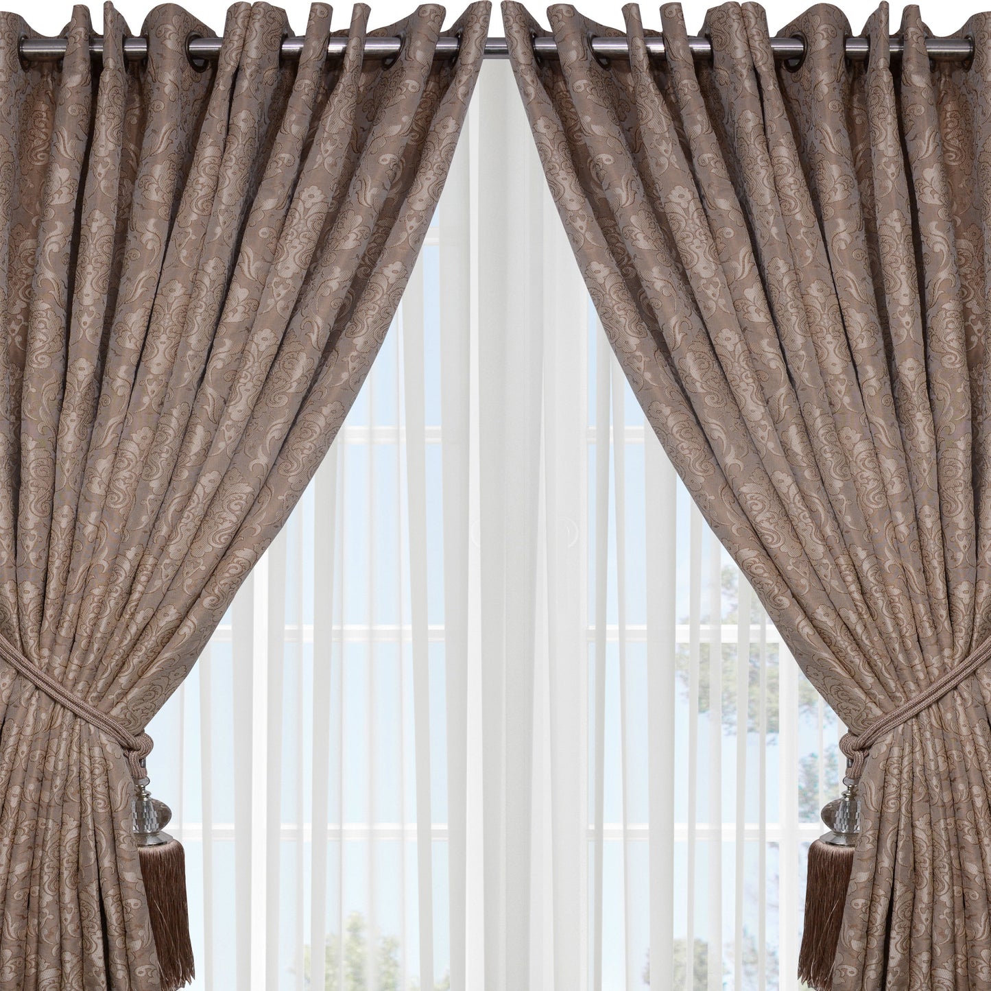 Motif Weaved Jacquard Curtain Pair - RC032