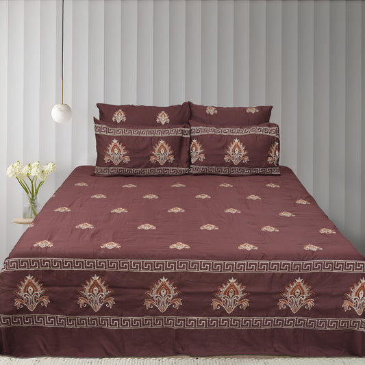Embroidered Cotton Sateen King Bedsheet 5 Piece - DDB0050