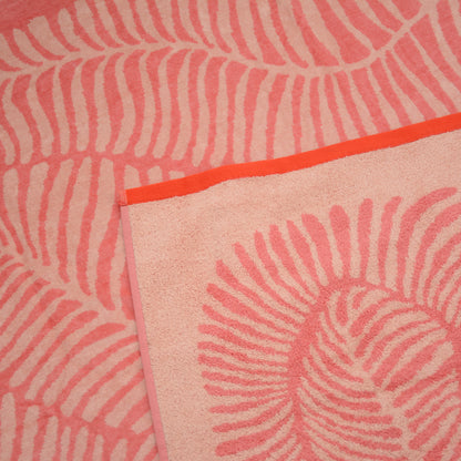 LEAFY RED - Yarn Dyed Bath Sheet 100% Cotton - BT027
