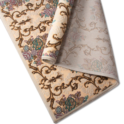IVORY FLORAL - Khaadi Weaved Traditional Style Irani Floor Rug - CR003